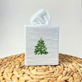 "Holiday Tree Tissue Box Cover" - Tissue Box Cover in green by Virginia Marcello