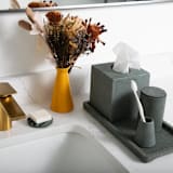 "Tissue Box Cover - Dark Green Terrazzo" - Tissue Box Cover in green by Pretti.Cool