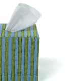 "Tissue Box Cover in Green and Blue Stripes Blockprint" - Tissue Box Cover in blue by Inner Child