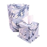 "Hand-Marbled Scallop Tissue Box Cover in Ocean Wave" - Tissue Box Cover in blue by Inner Child