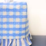 "Ruffle Tissue Box Cover in Blue Gingham Blockprint" - Tissue Box Cover in blue by Inner Child