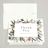 "Holiday Botanical" - Party Thank You Cards in Holly Berry by Susan Moyal - Front