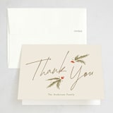 "Holiday Script" - Party Thank You Cards in Cream by Robert and Stella - Front