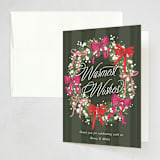 "Bow Wreath" - Party Thank You Cards in Forest by Jackie Crawford - Front