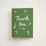"First Course Party" - Party Thank You Cards in Forest by Cotton and Bow - Front