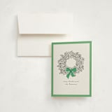 "Wreath With Bow" - Party Thank You Cards in Greenery by mo kelley - Front