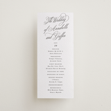 "Romantic Script" - Letterpress Long Programs in Soft Black by Susan Zinader - Front