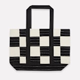 "Checkered Canvas Tote - Charcoal" - Tote Bag in black by Anchal