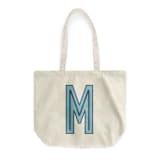 "Custom Canvas Tote - Light Blue Navy Single Initial" - Tote Bag in blue by Clairebella