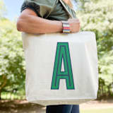 "Custom Canvas Tote - Navy Green Single Initial" - Tote Bag in green by Clairebella