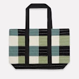 "Checkered Canvas Tote - Sage" - Tote Bag in green by Anchal