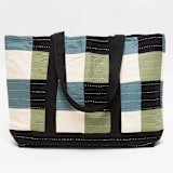 "Checkered Canvas Tote - Sage" - Tote Bag in green by Anchal