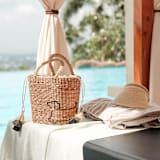 "Mini Tote Bag with Embroidered Dachshund" - Tote Bag in natural by LIKHA