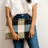 "Large Checkered Laptop Case - Sage" - Tote Bag in green by Anchal