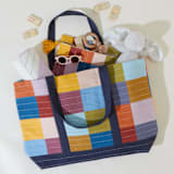 "Checkered Canvas Tote - Mosaic" - Tote Bag in multicolor by Anchal