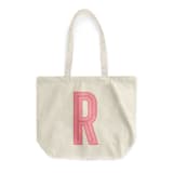 "Custom Canvas Tote - Pink Orange Single Initial" - Tote Bag in pink by Clairebella
