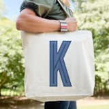 "Custom Canvas Tote - Navy Blue Single Initial" - Tote Bag in blue by Clairebella