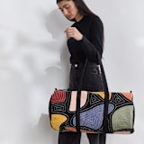 "Petal Canvas Duffle Bag" - Tote Bag in black by Anchal