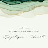 "Flow" - Wedding Thank You Postcards in Emerald by Three Kisses Studio - Detail