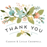 "Floral Ampersand" - Wedding Thank You Postcards in Sea Breeze by Jennifer Wick - Detail