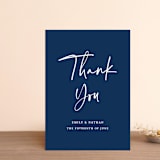 "Semi Formal" - Wedding Thank You Postcards in Navy by Kerry Doyle - Front