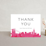 "Skyline - New York" - Wedding Thank You Postcards in Magenta by Laura Condouris - Front