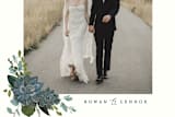 "Echeveria" - Wedding Thank You Postcards in Prussian Blue by Susan Moyal - Detail