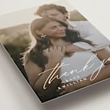 "Delicate Script" - Wedding Thank You Postcards in Cotton by Angela Thompson - Detail