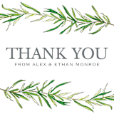 "Simple Sprigs" - Wedding Thank You Postcards in Fern by Erin Deegan - Detail