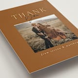 "Modern Traditionalist" - Wedding Thank You Postcards in Butterscotch by Morgan Kendall - Detail