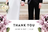 "Peony" - Wedding Thank You Postcards in Ice Mist by Cass Loh - Detail