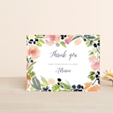 "Watercolor Wreath" - Wedding Thank You Postcards in Grapefruit by Yao Cheng Design - Front