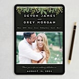 "Laurel of Greens" - Wedding Thank You Postcards in Midnight by Jennifer Wick - FREE Wedding Website