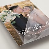 "Delicate" - Wedding Thank You Postcards in Obsidian by Jennifer Postorino - Detail