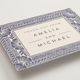 "Block Print Frame" - Wedding Thank You Postcards in Twilight by Katharine Watson - Detail