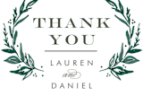 "Elegant Crest" - Wedding Thank You Postcards in Forest Green by Alethea and Ruth - Detail