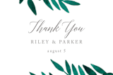 "Painted Greenery" - Wedding Thank You Postcards in Evergreen by Katharine Watson - Detail