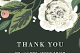 "Climbing Rose" - Wedding Thank You Postcards in Leaf by Alethea and Ruth - Detail