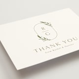 "Soft Sprigs" - Wedding Thank You Postcards in Champagne by Jennifer Postorino - Detail