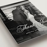 "Empire" - Wedding Thank You Postcards in Dusty Blue by Jennifer Postorino - Detail