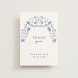 "Daisy Toile" - Wedding Thank You Postcards in Blue Willow by Susan Zinader - Front
