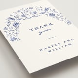 "Daisy Toile" - Wedding Thank You Postcards in Blue Willow by Susan Zinader - Detail