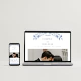 "Daisy Toile" - Wedding Thank You Postcards in Blue Willow by Susan Zinader - FREE Wedding Website