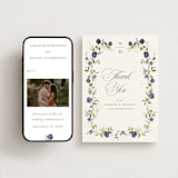 "Wildflower Trellis" - Wedding Thank You Postcards in Iris by Everett Paper Goods - FREE Wedding Website