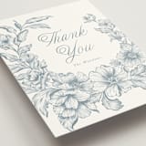 "Wreath In Bloom" - Wedding Thank You Postcards in Lake by Leah Bisch - Detail