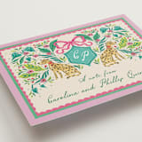 "Whimsical Hand Illustrated Crest" - Wedding Thank You Postcards in Peony by Jackie Crawford - Detail