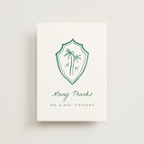 "Palm Tree Crest" - Wedding Thank You Postcards in Palm by Erika Firm - Front