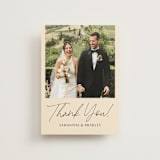 "French Whimsy Script" - Wedding Thank You Postcards in Champagne by Wallace Design Co. - Front