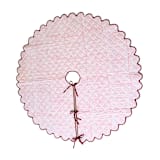 "Scalloped Blockprint Quilted Tree Skirt in Reversible Holiday Arch and Stripes" - Tree Skirts in pink by Michelle Pham