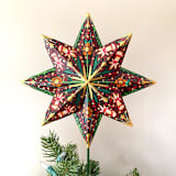 "Red and Green Honeysuckle Topper" - Tree Toppers in multicolor by Emily Morris